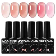 Morovan Jelly Gel Nail Polish: 6 Transparent Pure Pink Nude Polish