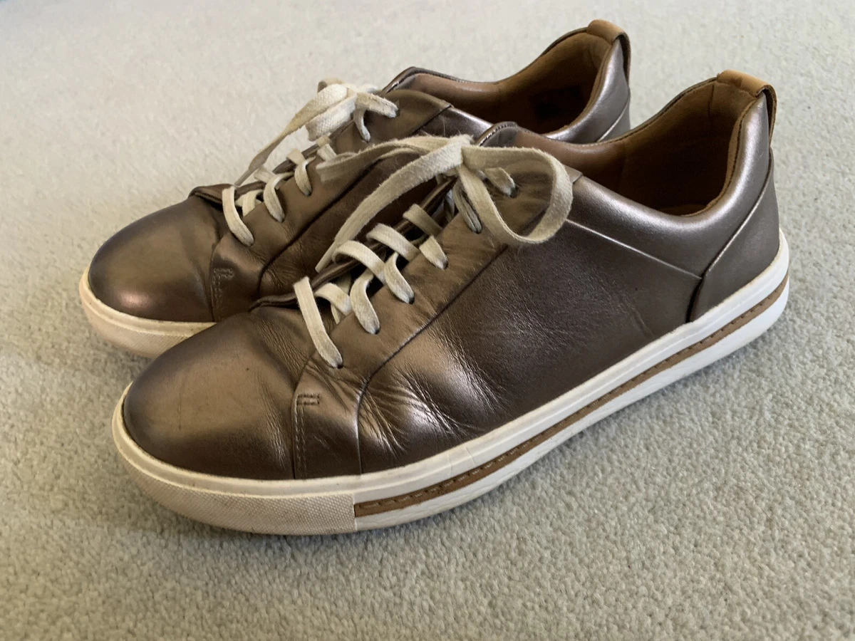 Clarks Women s Un Maui Lace up Trainers Gold Bronze Leather UK