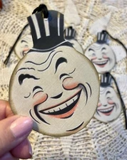 Moon Man in Top Hat,  Retro,  Linen Cardstock ~ Hang Tags Set Of 6