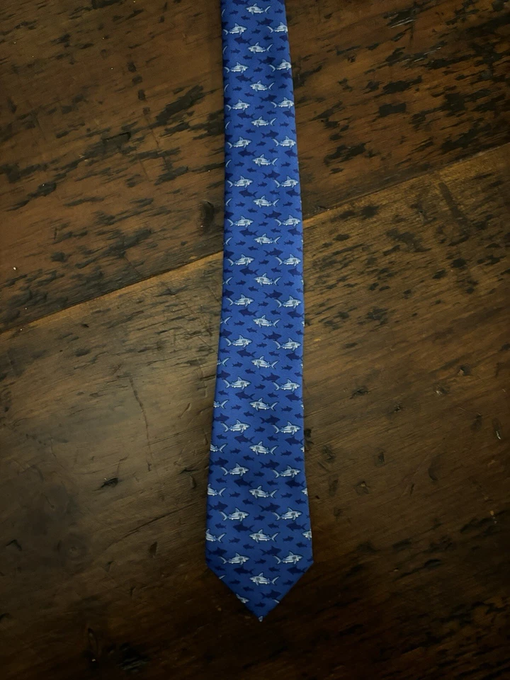 Men’s Blue Shark Tie By Wembley  - Image 2 of 4