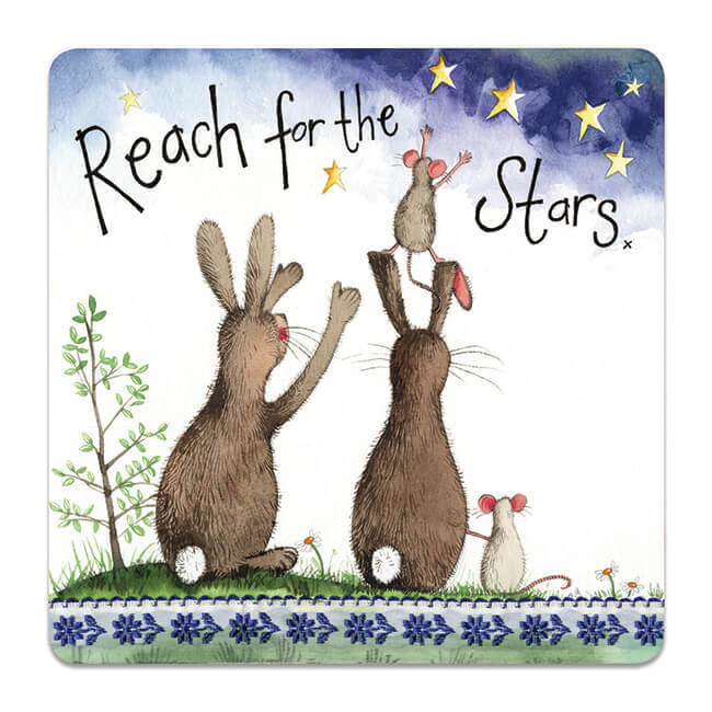 Reach for the Stars Corked Backed Coaster, Alex Clark, Adventure, Ambition C114