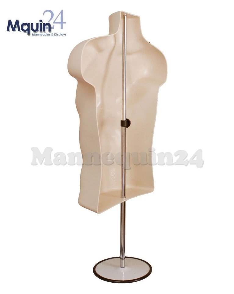 5 Pack Flesh Mannequin Male Torso Dress Forms + 5 Table Top Stands + 5 Hangers - Image 3 of 4