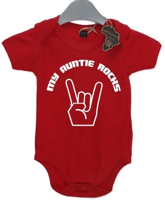 FUNKYTOTZ My Auntie Rocks Geschenk BabyGrow Spielanzug Baby wachsen lustiges Geschenk Weste Musik Unisex