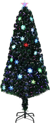 6Ft Pre-Lit Fiber Optic Artificial Christmas Tree W/Multicolor LED Lights, Snowf