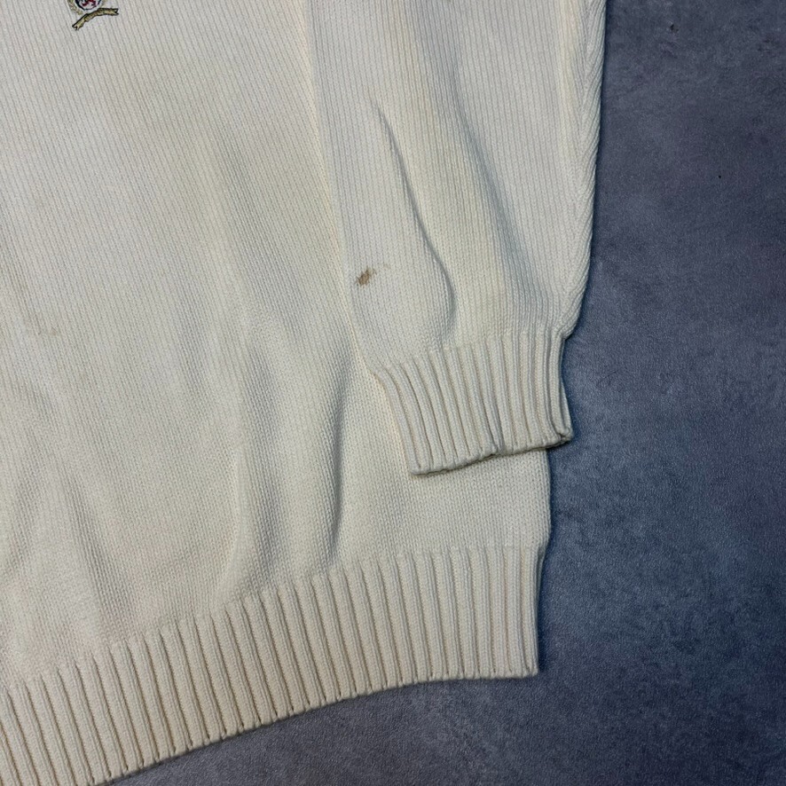 Tommy Hilfiger Jumper Mens Chunky Heavyweight Knitted Sweater Cream White XL image 5