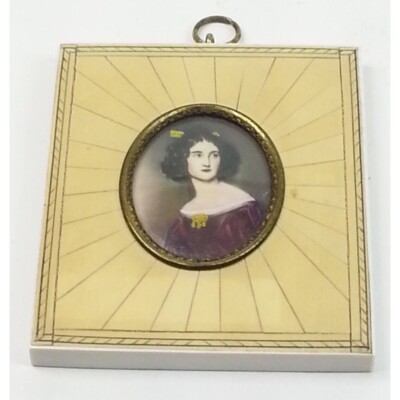 Antique Framed Portrait Miniature Nanette Heine Kaula Joseph Karl Stieler