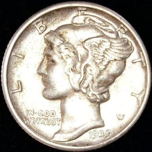 1939 Mercury Dime - Unc - 90% Silver  Free Shipping