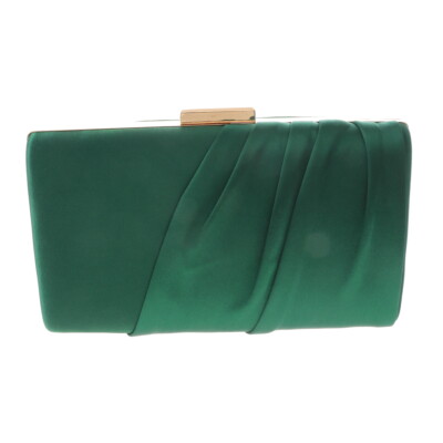 Gold Tone Metal Hardware Frame Fashion Satin Clutch Evening Bag BZY242-GRN