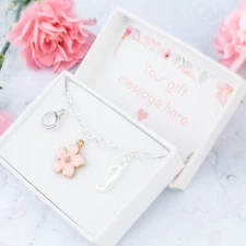 Pink Flower Bracelet, Bridal Party Jewellery For Wedding Day, Personalised Gift