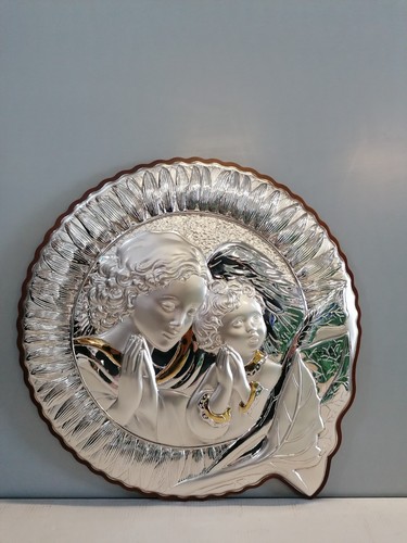 Quadro Sacro, Bomboniera Angeli in Argento Prezioso 925. 36x36 - Foto 6 di 7