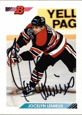 Jocelyn Lemieux Signed Auto 1992-93 Bowman card Chicago Blackhawks