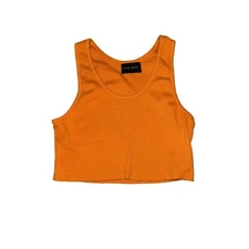 Akire Sport Orange Ribbed Knit Scoop Neck Crop Tank Top Women's S