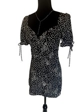 Nasty Gal Collection Black White Dress Ties Mini Short Size Small Party Date