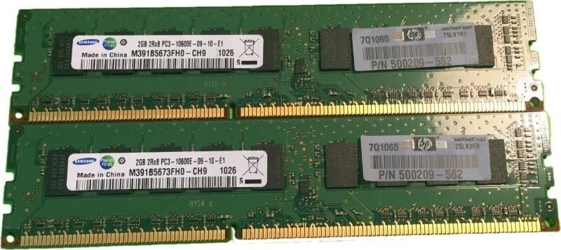 Samsung Memory 4GB (2x 2GB) 1RX8 Desktop RAM 10600E DDR3 DIMM M391B5673FH0-CH9 - Image 4 of 4