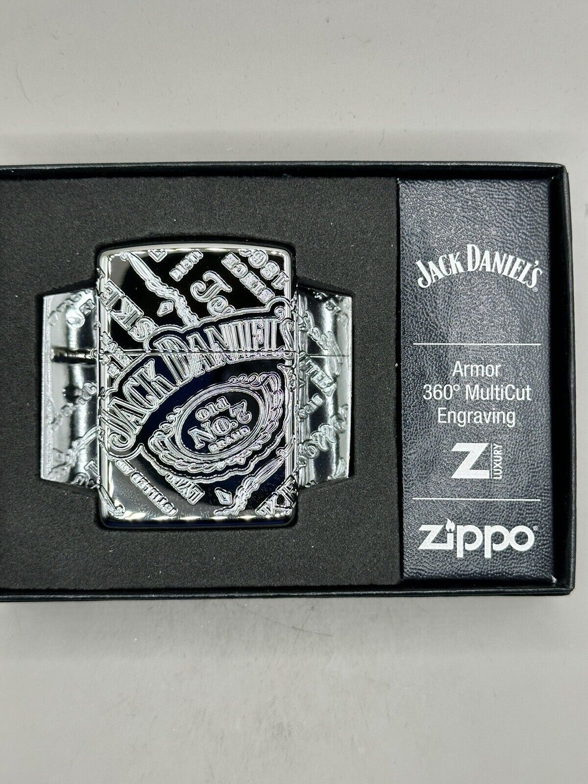 Jack Daniels MultiCut Engraved Design High Polish Chrome Armor Zippo NEW 49869