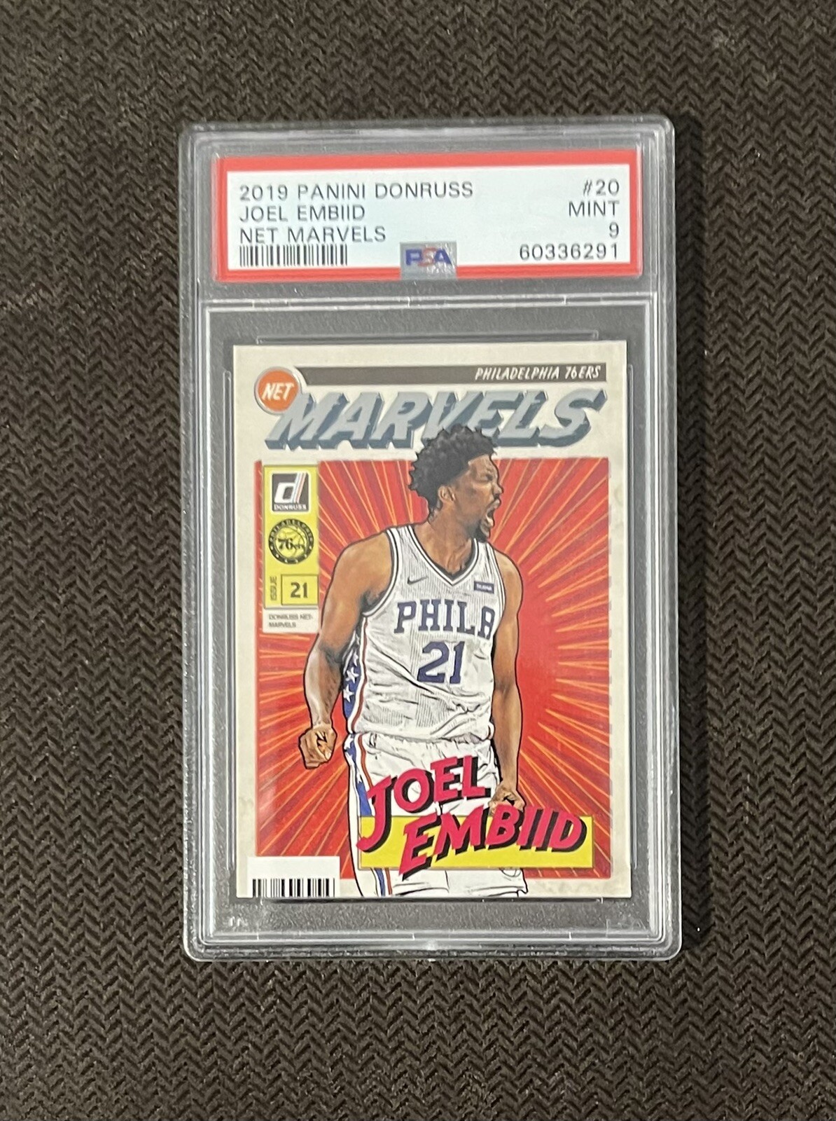Joel Embiid Panini Donruss Net Marvels #20 PSA 9 Mint Philadelphia 76ers 2019-20