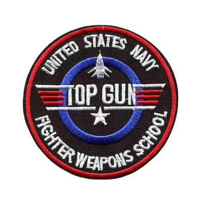 Top Gun Fighter Weapons School Embroidered Iron-On Patch US Navy Aviation Emblem