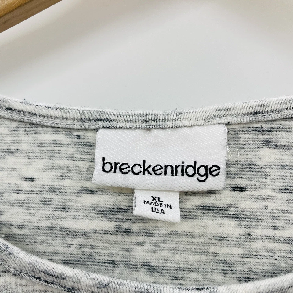 Breckenridge Womens Size XL 3/4 Sleeve Striped Tee with Velour Animal Print 2193 - Image 4 of 4