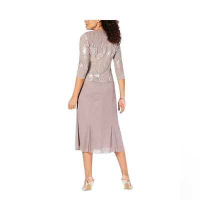 chinese dress ladies Alex Evenings Sequin Midi Dress with Jacket - Blue