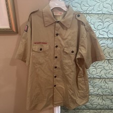Boy Scout BSA UNIFORM SHIRT Mens Large Short Sleeve Tan H22