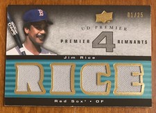 Jim RICE 2008 UD Premier Remnants 4 Quad Jsy Relic #PR4-JR 1/25 NM HOF Red Sox