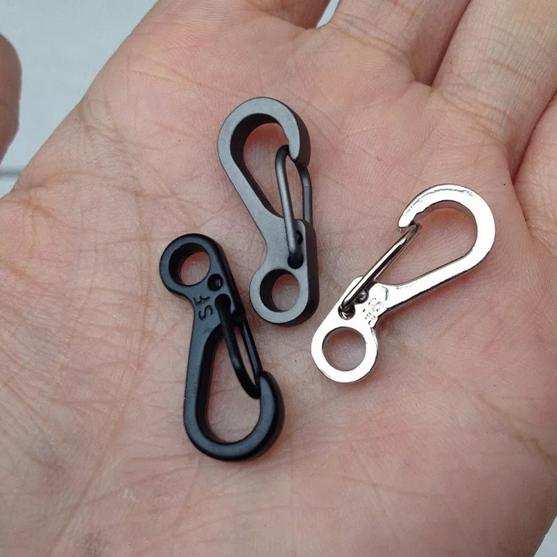 Small CARABINER CLIPS Key Ring SNAP HOOKS Key Chain 25mm long, BLACK GREY  SILVER