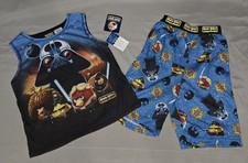ANGRY BIRDS STAR WARS  BLUE PAJAMAS SHORTS TOP SET BOYS  SIZE 6/7  NEW TAGS