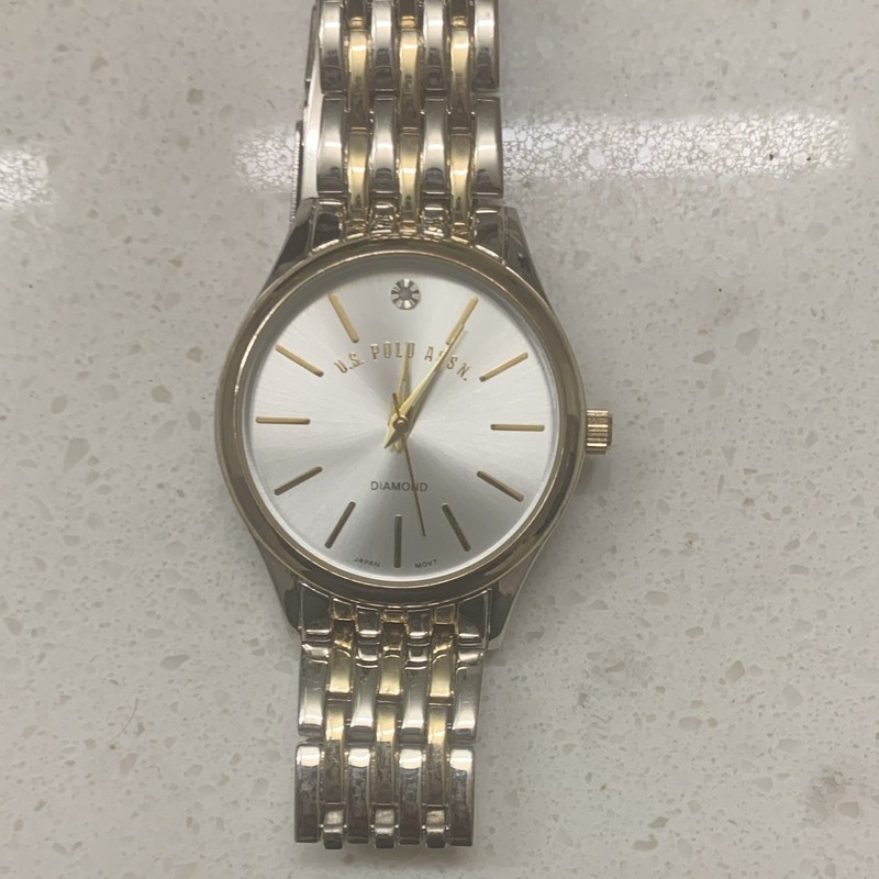 U.S. Polo Assn. Women's Quartz Analog Two-Tone Bracelet Silver Dial Watch