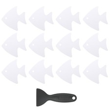 12 Pcs Non Slip Bathtub Stickers with Scraper Anti Slip Fish White