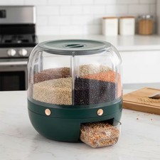 360° Rotating Rice Dispenser Kitchen Grain Storage Box Airtight Cereal Container