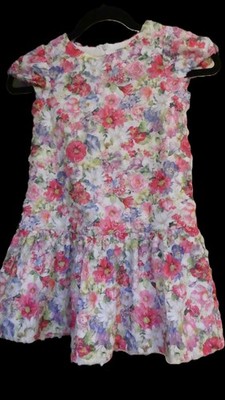 Mayoral RosesFloral Lace Overlay Dress Drop Waist Cap Sleeve Girl Size 7