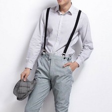 1PCS Heavy Duty Men Fashion Braces Black Suspender Elastic Washable Belt