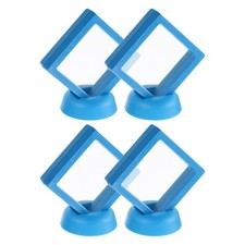 4Pcs 3D Floating Display Case 2.76 x 2.76 x 0.8 Inch Display Holder Navy Blue