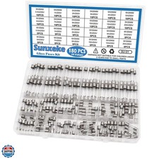 24 Values 180pcs Fast Blow Glass Fuses Assortment Kit 250V 0.5A 1A 2A 3A 4A 5...