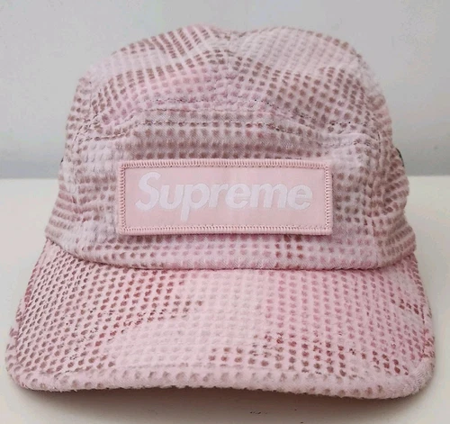 FW22 Supreme Camouflage Grille Velours Camping Cap Rose Chapeau Fabriqué En USA
