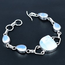 Redefined Republic Larimar, Opal Gemstone 925 Sterling Silver Bracelet 7-8"
