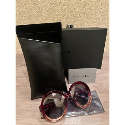 Christian Dior Oversized Round Sunglasses Burgundy Pink Gradient   Brand New 