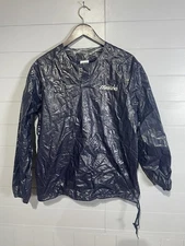 Vintage Mizuno Polyurethane Wet Look PVC Pullover Baseball Jacket M Blue USA
