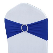 50 PCS Blue Spandex Stretch Chair Sashes, Bows, Buckle Slider, Wedding, Party