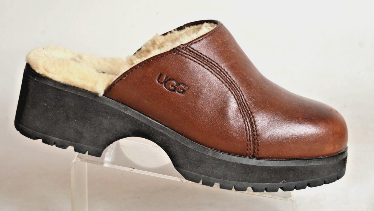 UGG Shearling Lined Leather Clogs Mules Women's 9… - image 1
