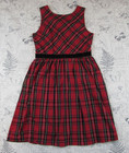 Crewcuts Red And Black Plaid Dress Winter Holiday Girl Velvet Waist girls 14 — photo 1