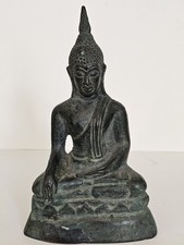 Early 1900s, Antique Thai Bronze Buddha Statue, 14 Cm High.