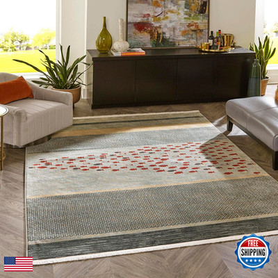 Unique Loom Fars Collection Area Rug - Jordan 4 X 6 Rectangle Blue/ Light Blue