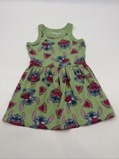 Disney Stitch Dress Kids Girls XS/4-5Y Green Logo Aop . 49684