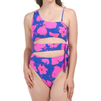NEW MAAJI Cut-Out Side-Tie Reversible One-Piece Swimsuit in Sky Garden Size S