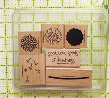 Stampin' Up SEEDS OF KINDNESS dandelions rubber stamp set of 6 retired 2003