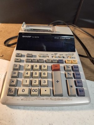 SHARP EL-1801PIII 12 Digit 2 Color Electronic Printing Calculator Adding Machine