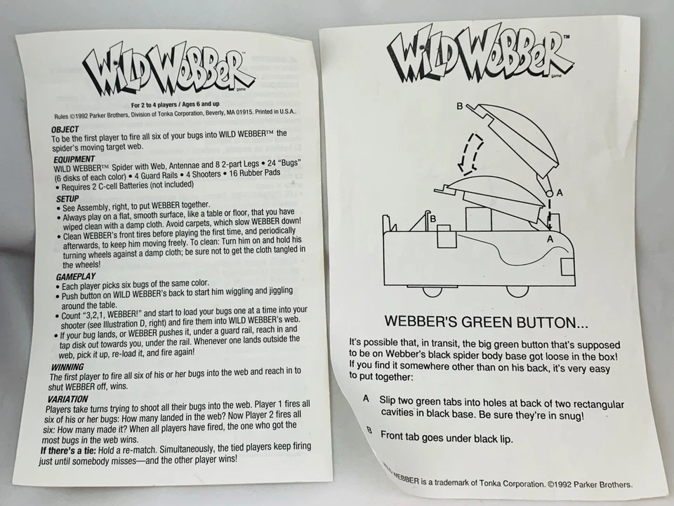 1992 Wild Webber Game Parker Brothers Complete/Working Great Condition FREE SHIP - Image 4 of 4