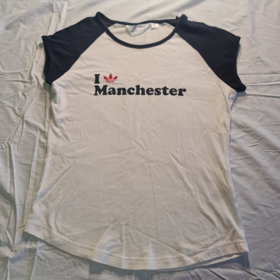 Adidas Originals Baby Tee I Love Manchester Raglan T-Shirt Womens S/M EU 40 
