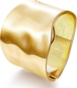 Authentic 18K Gold Plated Wide Chunky Gold Cuff Bracelets for Women Chunky Bangle